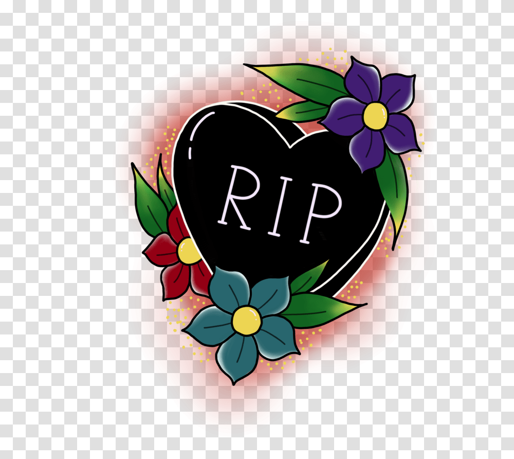 R I P Tattoo Style Illustration Candy Heart With A Illustration, Plant, Logo Transparent Png
