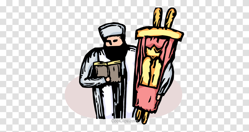 Rabbi With The Torah Royalty Free Vector Clip Art Illustration, Person, Human, Helmet Transparent Png