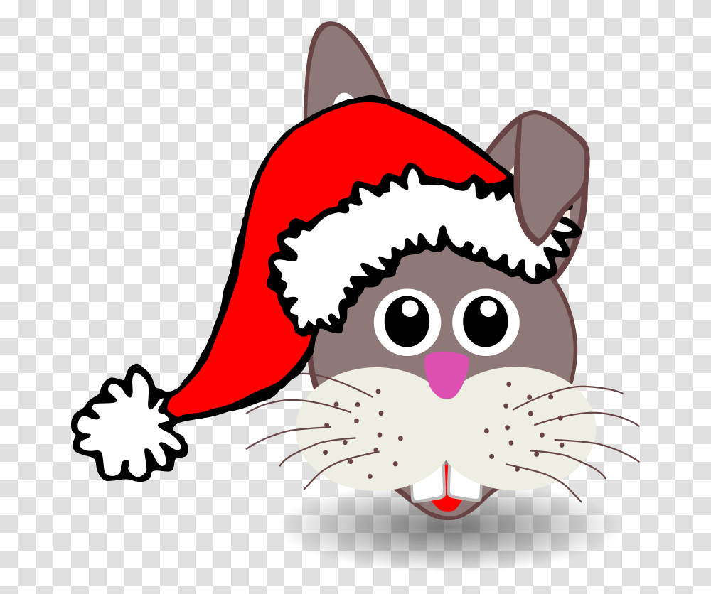 Rabbit 001 Face Cartoon With Santa Hat, Animals, Elf, Performer Transparent Png