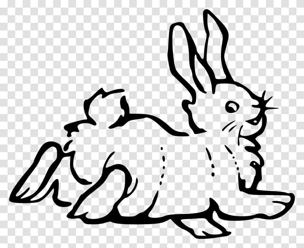 Rabbit Black And White Bunny Clipart Black And White Free Images, Kneeling, Painting, Crawling Transparent Png