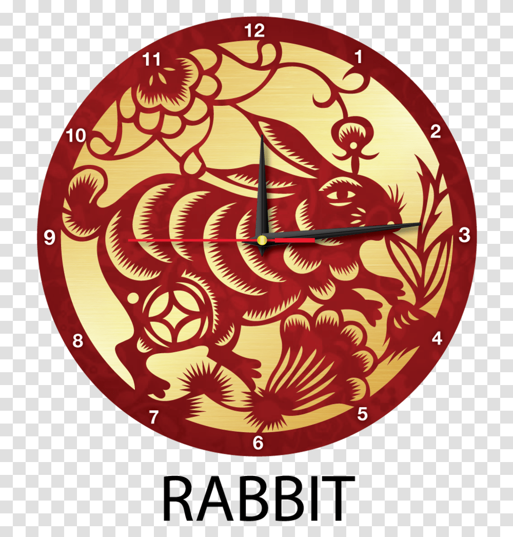 Rabbit Chinese Clock, Analog Clock, Wall Clock, Rug Transparent Png