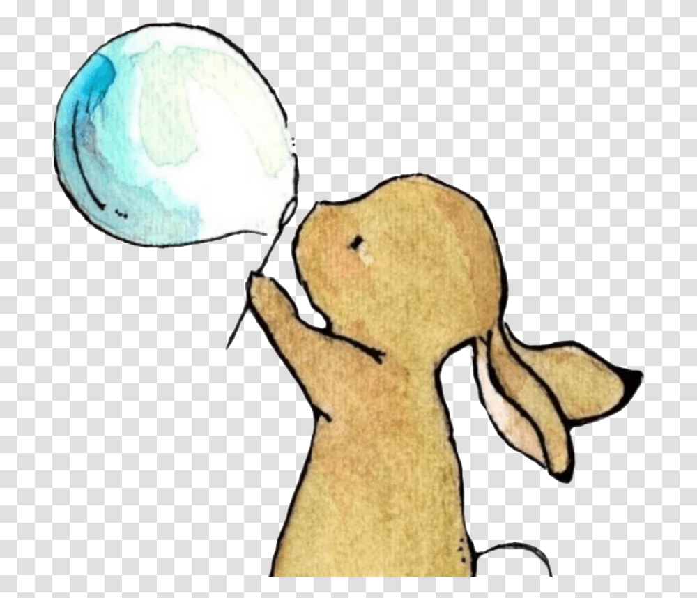 Rabbit Drawing Illustration Animal Blowing Bubbles Drawing, Hand, Rodent, Mammal, Bunny Transparent Png