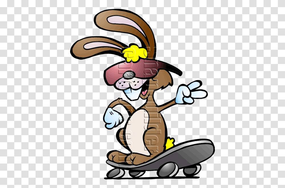 Rabbit Riding Skate Board Rabbit On A Skateboard, Animal, Mammal, Invertebrate Transparent Png
