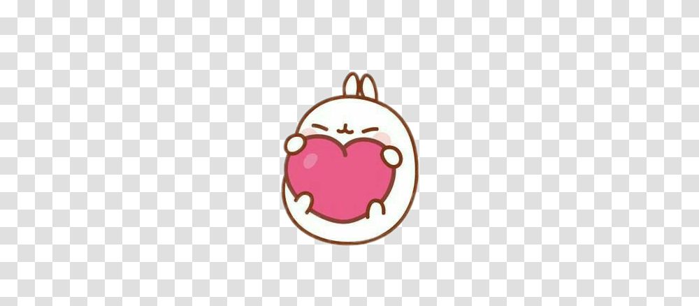 Rabbitholdingheart Cute Molang Kawaii Heart Pinkue Pink, Label, Bag, Locket Transparent Png