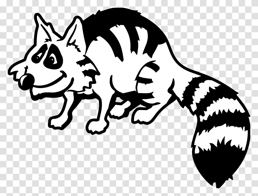Raccoon Black And White Images Free Download Clipart Raccoon Clipart Black And White, Stencil, Animal, Dragon Transparent Png