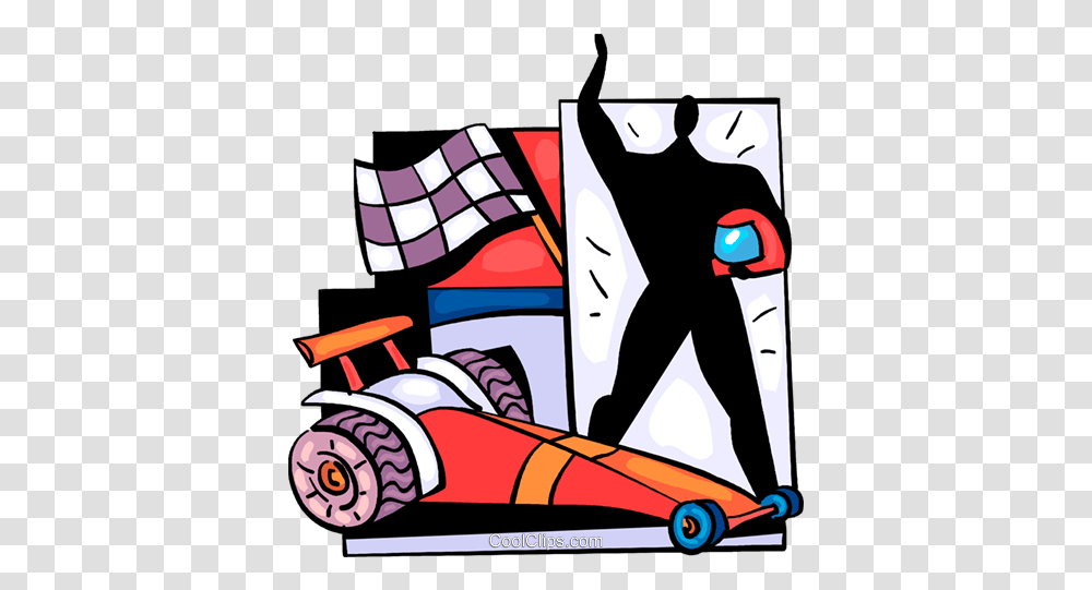 Race Car Driver With Checkered Flag Royalty Free Vector Clip Racecar Clipart Flag, Person, Graphics, Kart, Vehicle Transparent Png