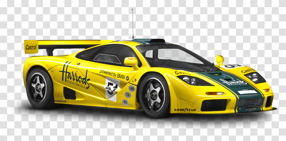 Race Car Yellow Mclaren F1 Gtr, Vehicle, Transportation, Automobile, Wheel Transparent Png