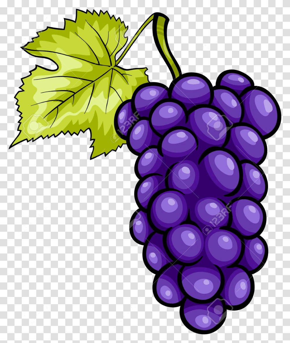 Racimo De Uvas Animadas Clipart Download Purple Grapes Clipart, Fruit, Plant, Food, Leaf Transparent Png