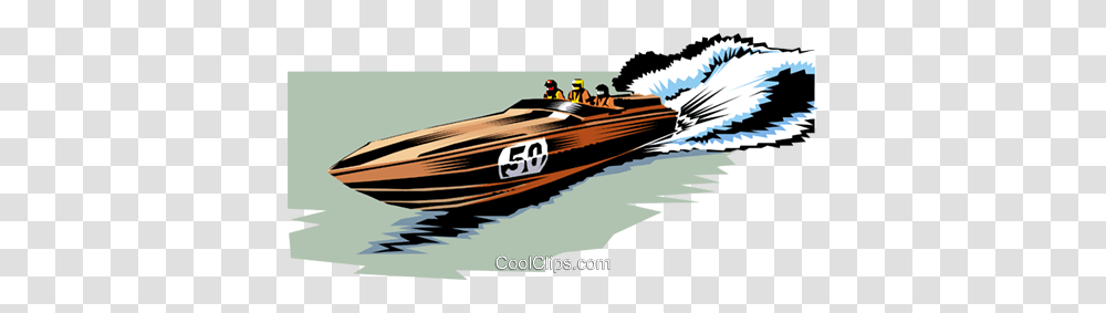 Racing Boat Royalty Free Vector Clip Art Illustration, Vehicle, Transportation, Person, Human Transparent Png