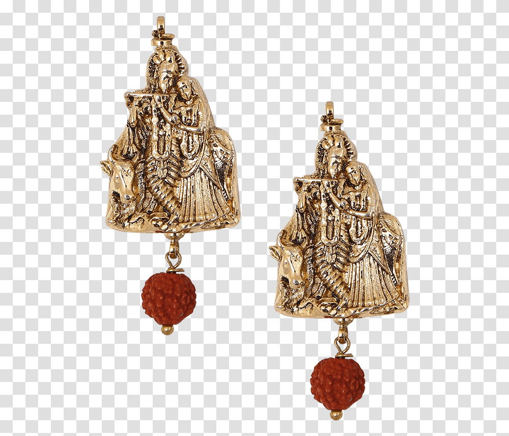 Radhe Krishna Rudraksh Gold Plated Necklace And Earrings Earrings, Bronze, Accessories, Accessory, Jewelry Transparent Png