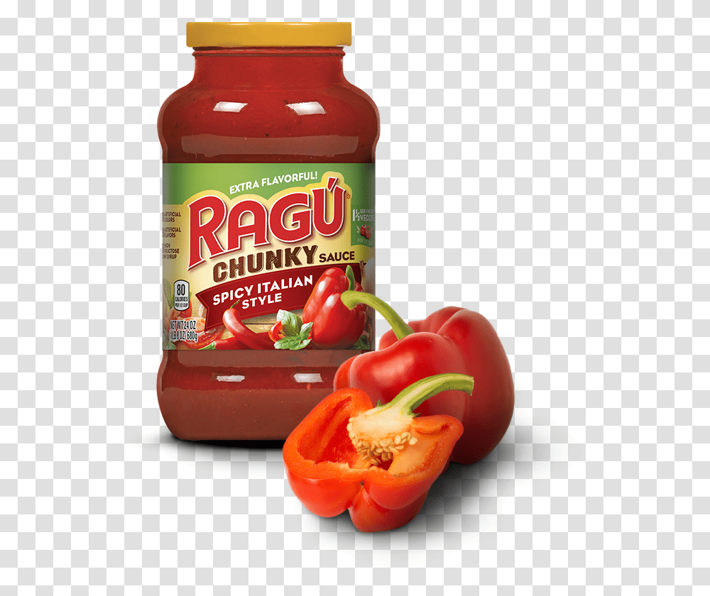 Ragu Garlic Sauce, Ketchup, Food, Plant, Pepper Transparent Png