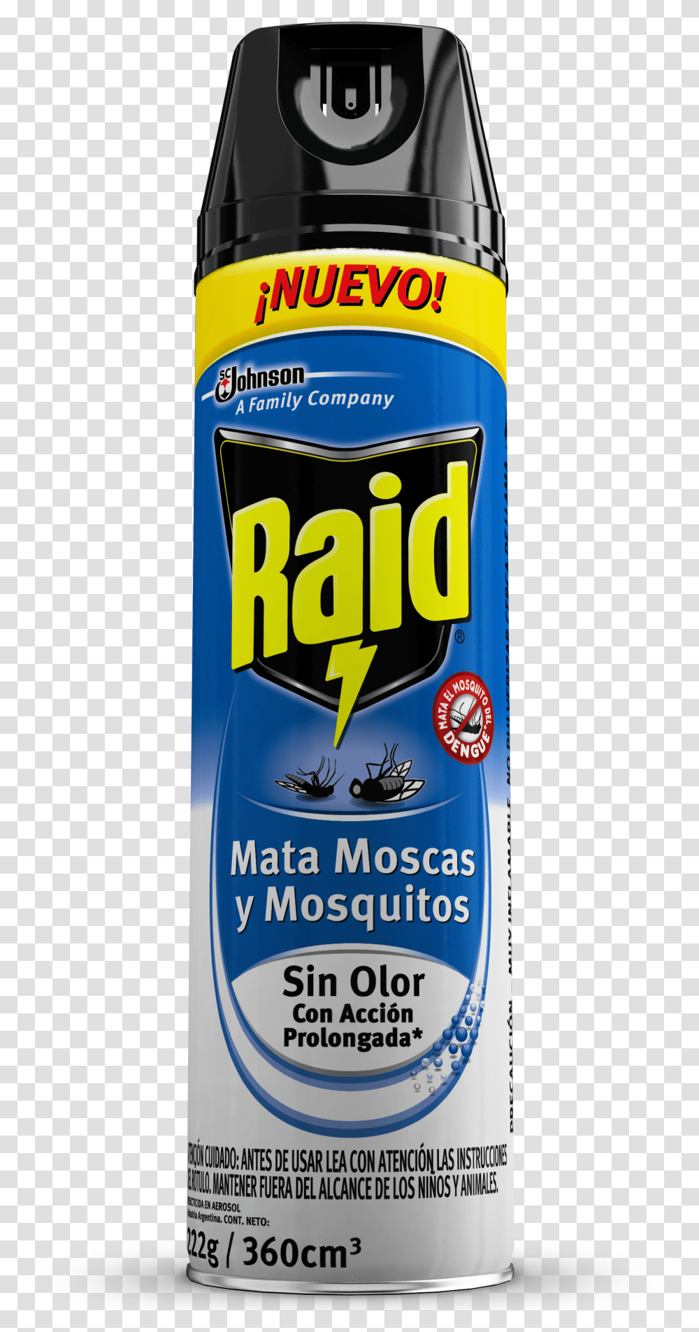 Raid Moscas Y Mosquitos Sin Olor X 360 Cc Raid, Bottle, Cosmetics, Ketchup, Food Transparent Png