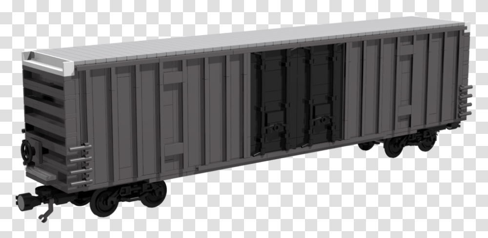 Railroad Box Car Black White Railroad Car, Shipping Container, Freight Car, Vehicle Transparent Png