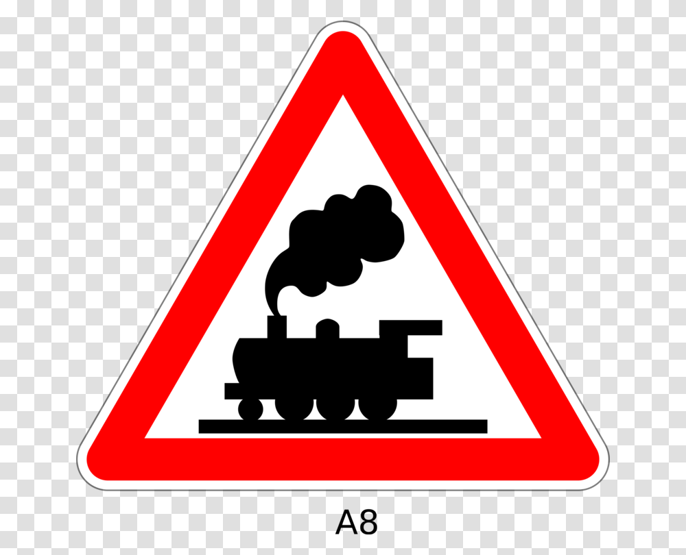 Railroad Crossing Ahead Sign Clipart, Road Sign, Triangle Transparent Png