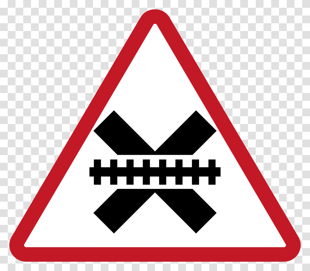 Railroad Crossing Sign Ph Clipart Dangerous Junction Ahead Sign, Road Sign, Triangle Transparent Png
