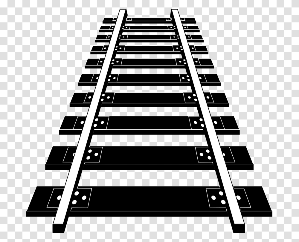 Railroad Track Rail Transportation Train Train Track Clipart Black And White, Railway, Staircase Transparent Png