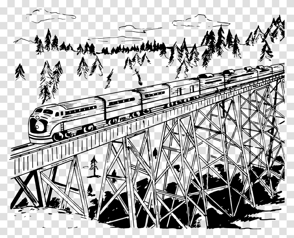 Railroad Tracks Clipart Road Transport Trains Black And White Clipart, Gray, World Of Warcraft Transparent Png