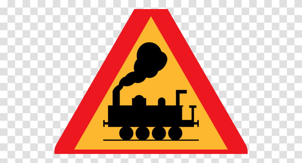 Railroad Tracks Clipart Train Signal Level Crossing Without Gates Sign, Road Sign, Triangle Transparent Png