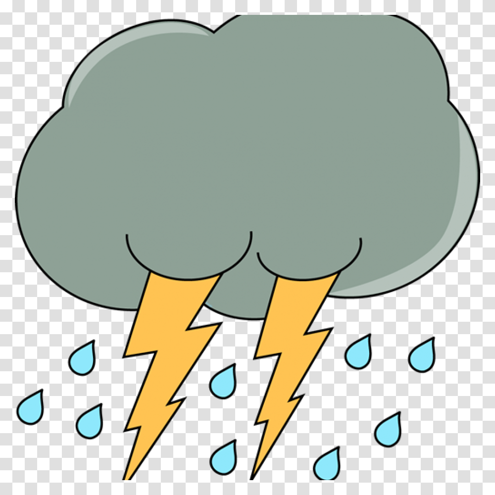 Rain Cloud Clipart Dark Cloud With Rain And Lightning Rain With Lightning Clipart, Hand, Plant, Fist, Vegetable Transparent Png