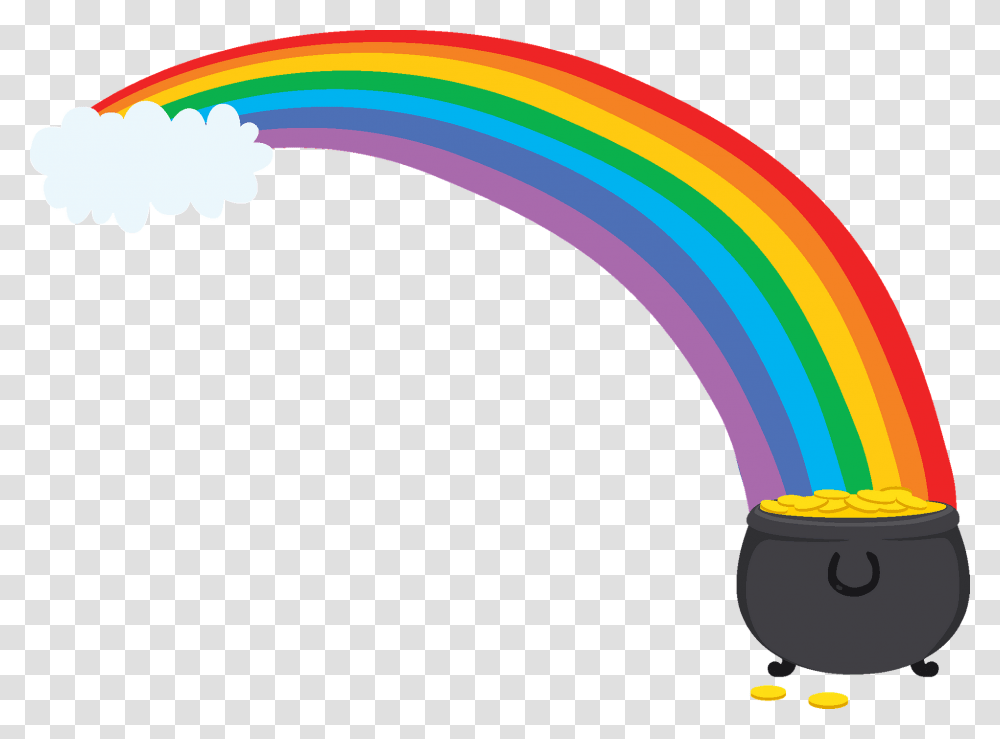 Rainbow And Pot Of Gold Clipart Rainbow With Pot Of Gold, Graphics, Light, Nature, Purple Transparent Png