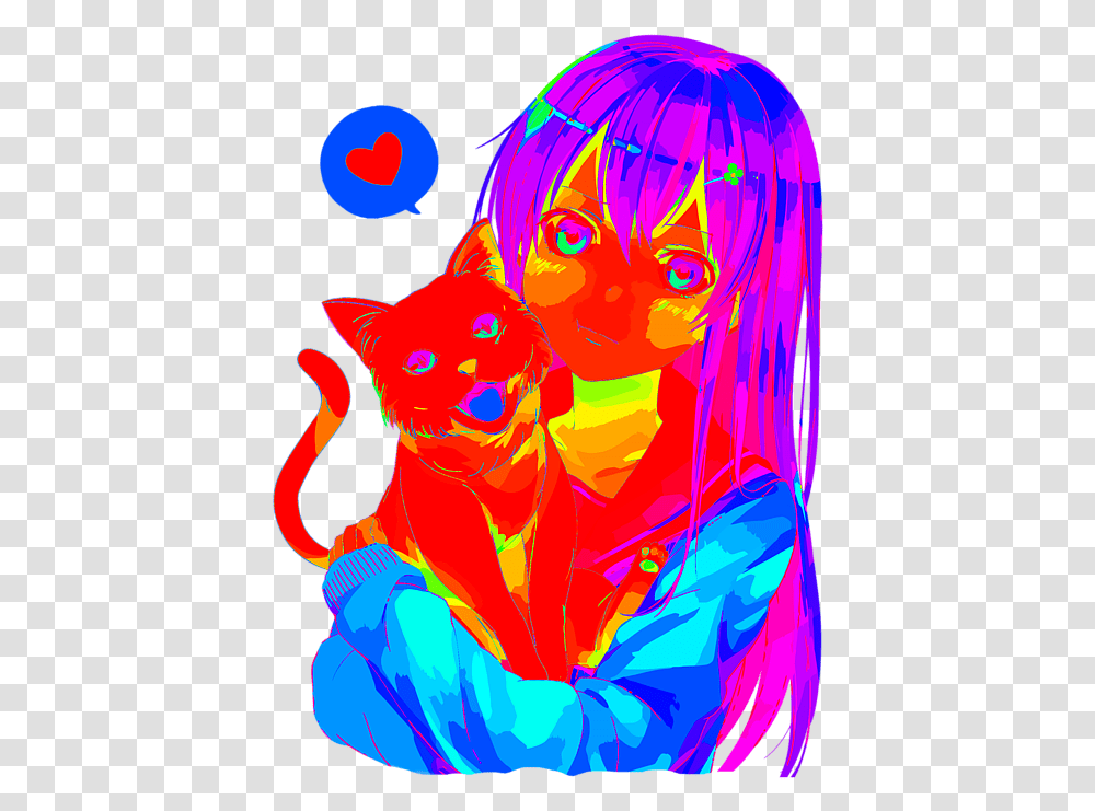 Rainbow Anime Girl Neko Cat Fleece Rainbow Neko Girl, Graphics, Art, Light, Floral Design Transparent Png