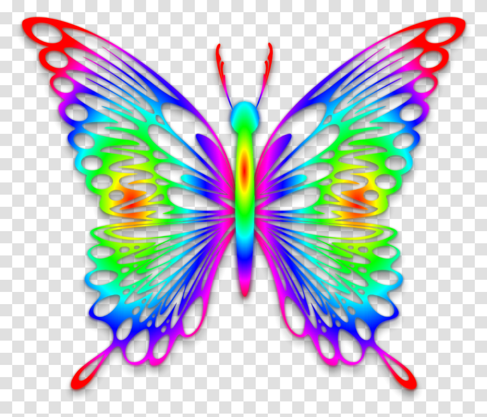 Rainbow Butterfly By Gautamdas1992 Rainbow Butterfly Background, Light, Neon, Pattern, Fractal Transparent Png