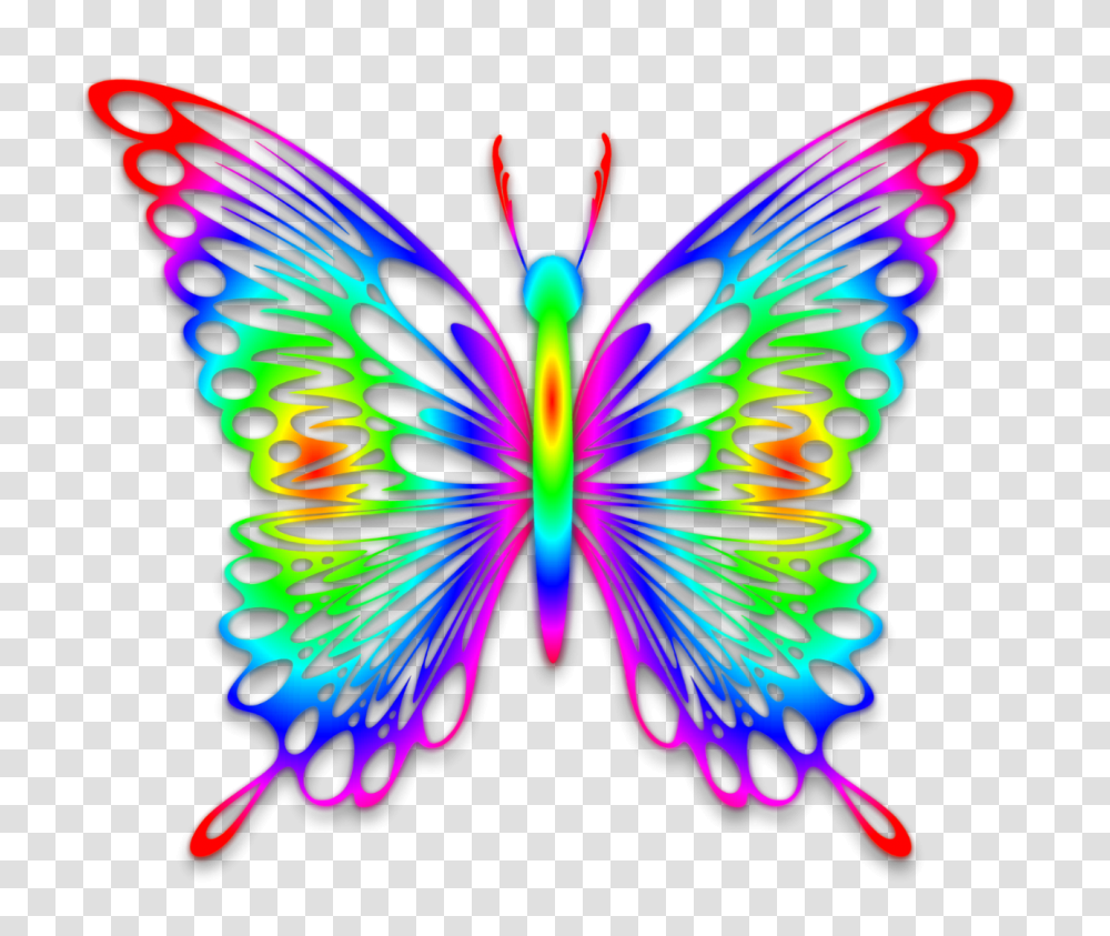 Rainbow Butterfly Clipart Line, Light, Neon, Pattern Transparent Png