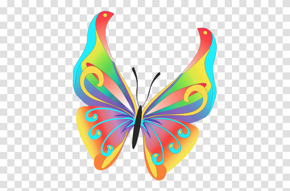 Rainbow Butterfly Clipart Spring Butterfly, Ornament, Pattern, Bird Transparent Png