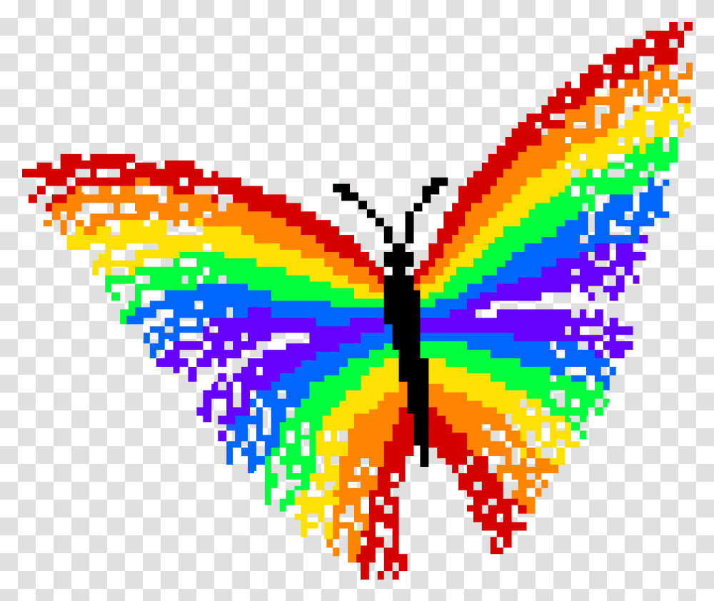 Rainbow Butterfly Cross Stitch Pattern, Ornament, Fractal Transparent Png