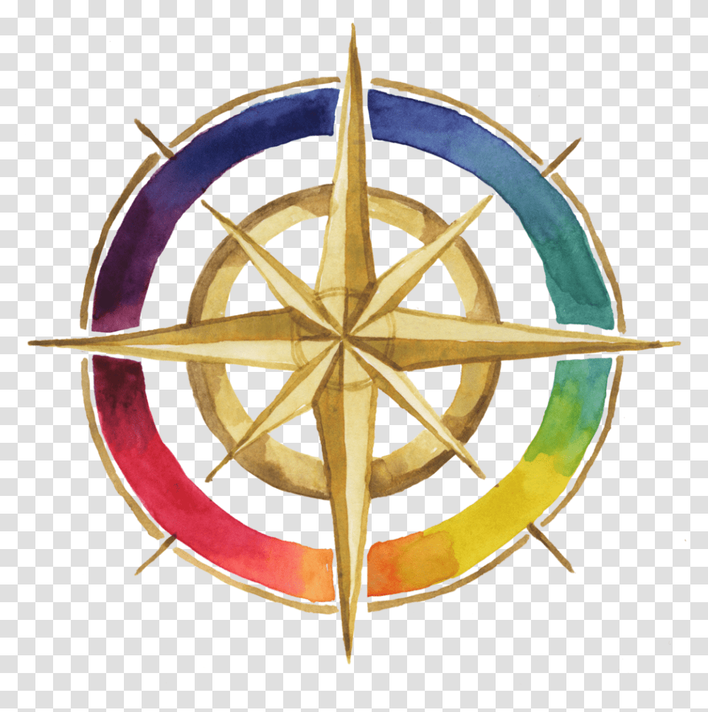 Rainbow Compass Simple Emblem, Compass Math Transparent Png