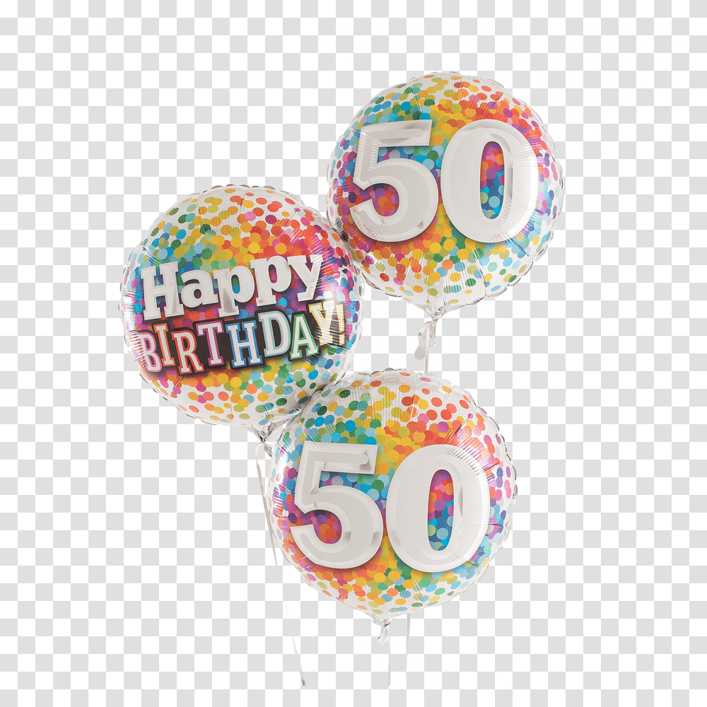 Rainbow Confetti Birthday Balloons 50th Birthday Balloons, Sphere Transparent Png