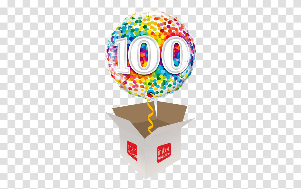 Rainbow Confetti Number 100 Balloon, Sweets, Food, Confectionery, Paper Transparent Png