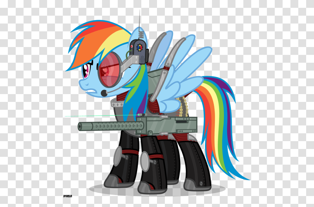 Rainbow Dash With A Gun, Toy, Helmet, Apparel Transparent Png