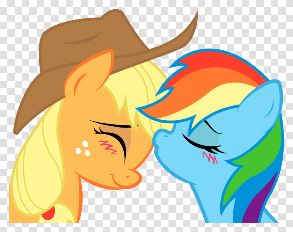 Rainbow Dash Y Applejack Kiss, Apparel, Cowboy Hat, Sun Hat Transparent Png