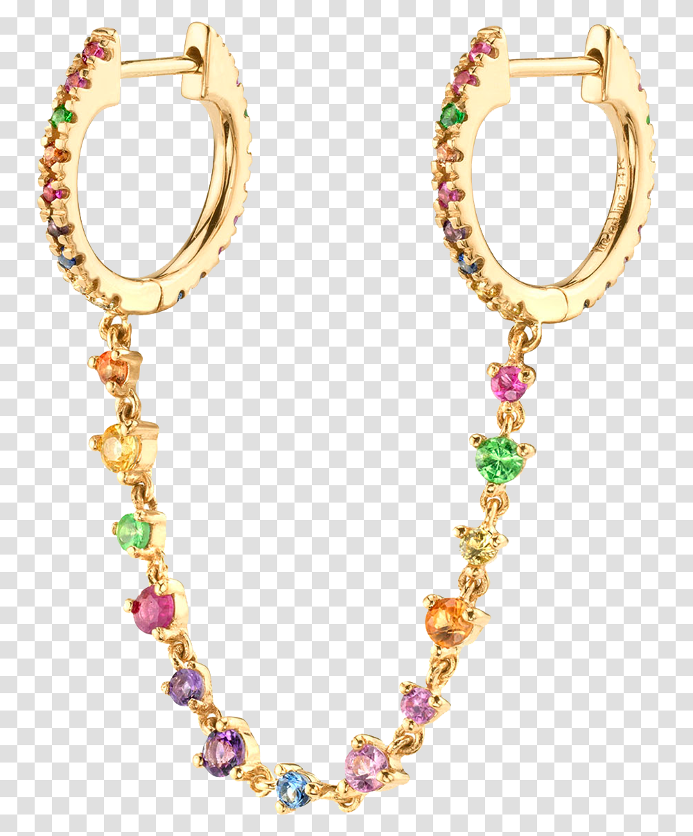 Rainbow Double Huggie With Tennis Chain Earrings, Accessories, Accessory, Jewelry, Necklace Transparent Png