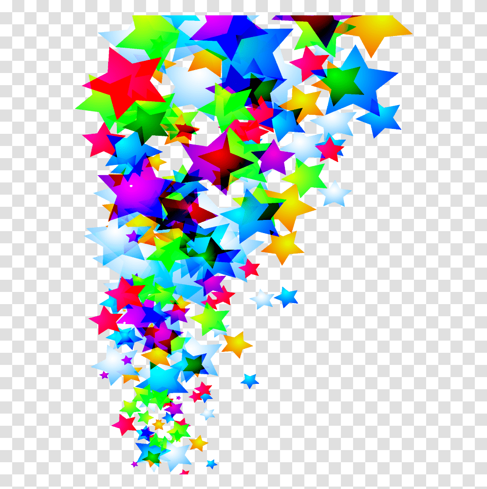 Rainbow Five Stars Image Colorful Star Border Design, Confetti, Paper Transparent Png