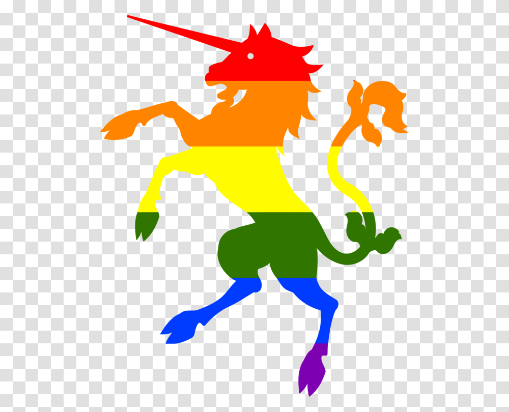 Rainbow Flag Unicorn Mythology, Person, Human, Silhouette, Dragon Transparent Png