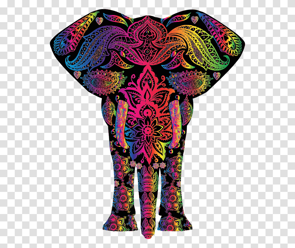 Rainbow Floral Pattern Elephant Colorful Elephant Svg, Wildlife, Mammal, Animal, Crowd Transparent Png