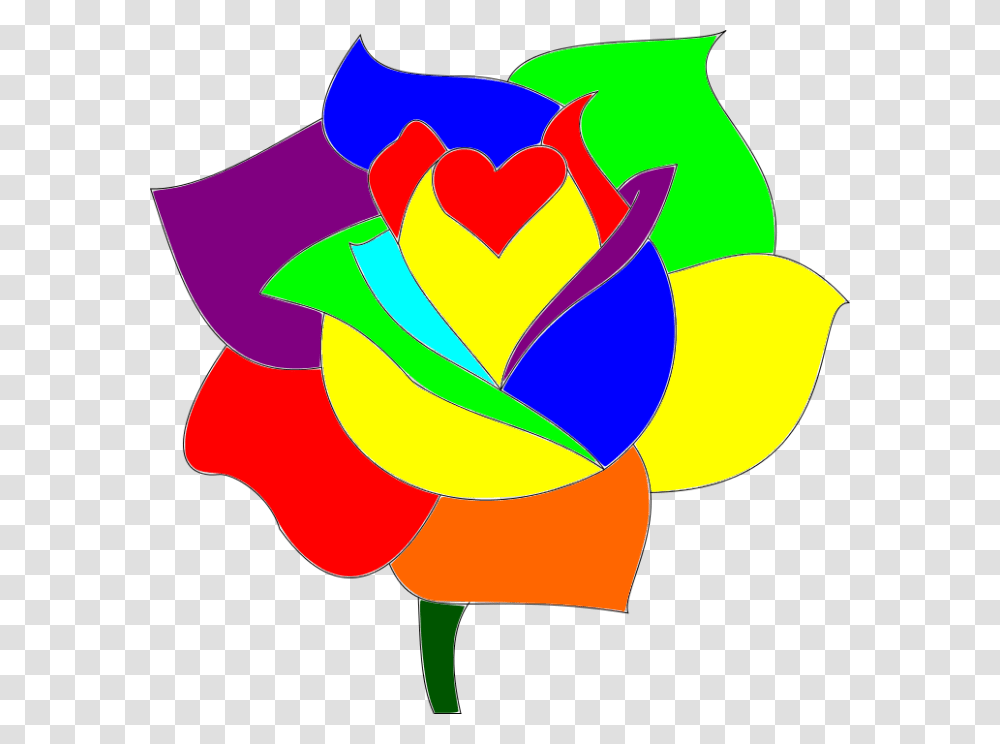 Rainbow Flowers Drawings Clipart Download, Floral Design, Pattern, Heart Transparent Png