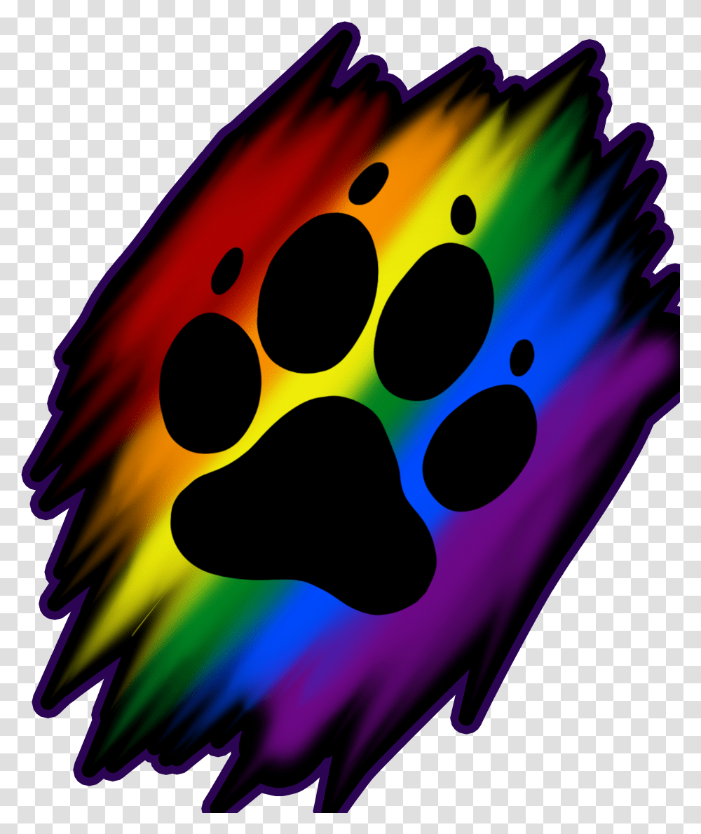 Rainbow Furry Paw Print, Purple, Pattern Transparent Png