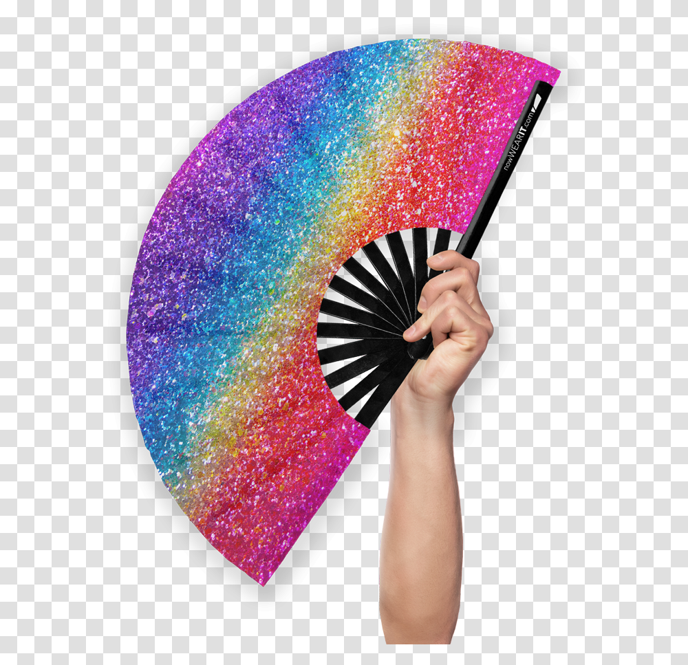 Rainbow Glitter Hand Fan Uv, Person, Human, Face, Photography Transparent Png