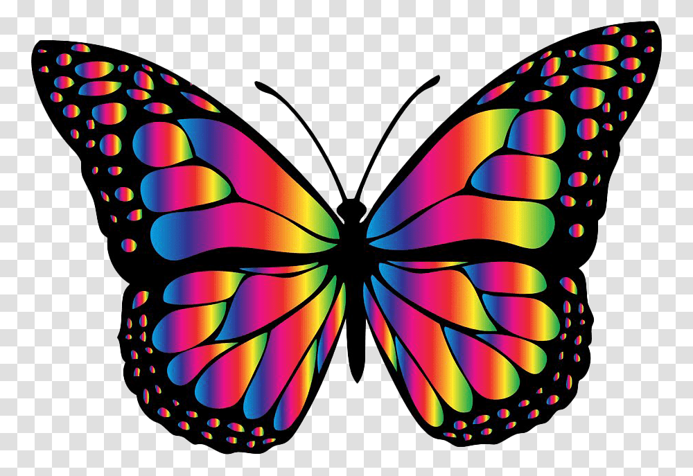 Rainbow Glowing Butterfly Free Butterfly Clipart, Ornament, Pattern, Fractal Transparent Png
