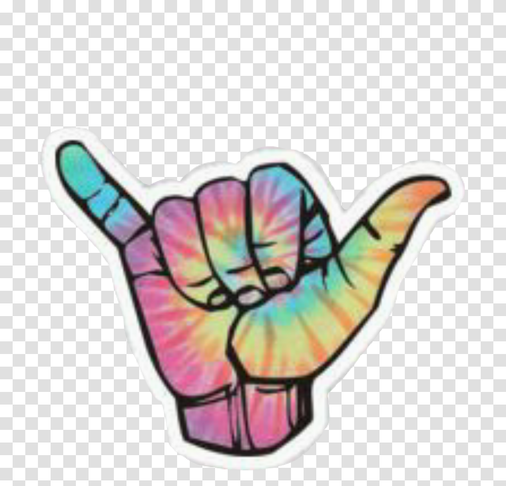 Rainbow Hand Rock Colorful Tie Dye Shaka Sticker, Fist Transparent Png