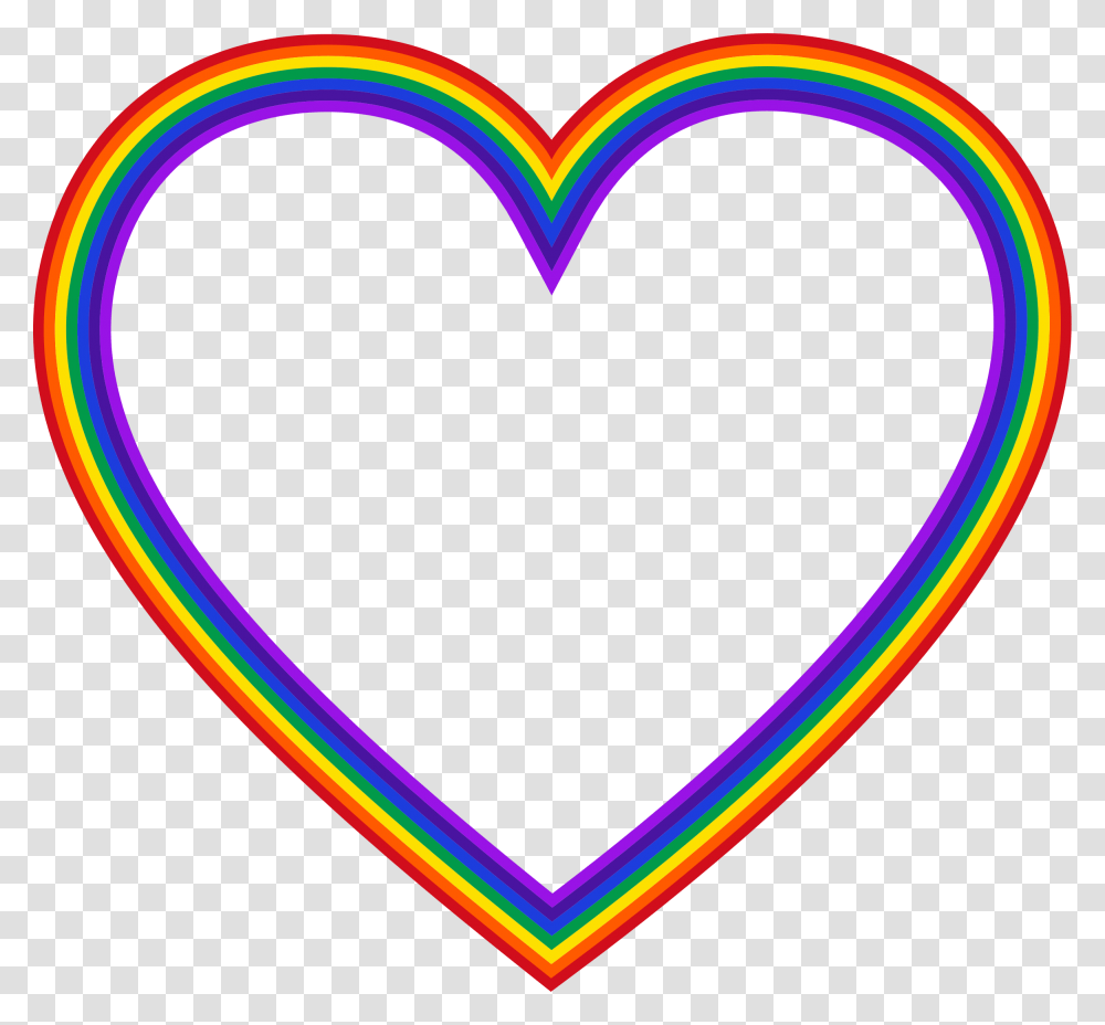 Rainbow Heart Icons, Light, Neon Transparent Png