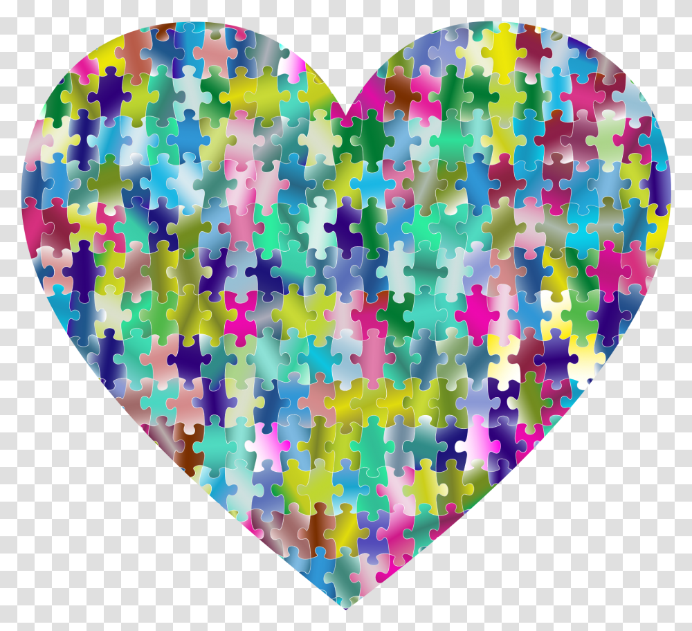 Rainbow Heart With Puzzle Pattern Colorful Heart Puzzle, Sweets, Food, Confectionery, Balloon Transparent Png