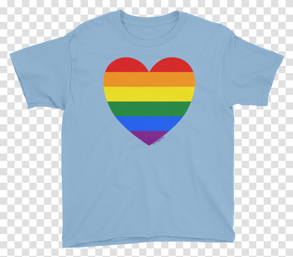 Rainbow Heart Youth T Shirt T Shirt, Apparel, T-Shirt, Sleeve Transparent Png