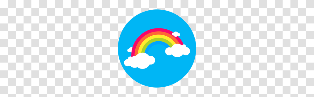 Rainbow In Blue Sky With Clouds Sticker, Balloon, Outdoors, Nature, Purple Transparent Png