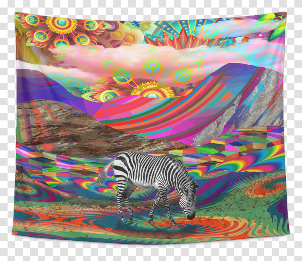 Rainbow Land Tapestry Zebra, Wildlife, Mammal, Animal Transparent Png