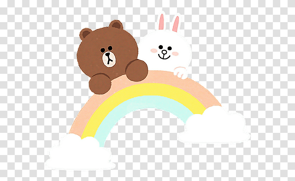 Rainbow Line Brown Cony Love Cute Colorful Could Brown And Cony Love Transparent Png