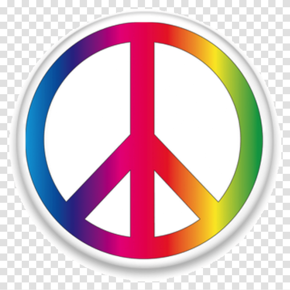 Rainbow Peace Sign Image Peace And Love Symbol, Road Sign, Logo, Trademark, Seagull Transparent Png